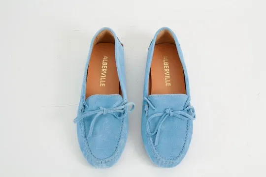 Rosalie Sky Blue Suede Moccasin