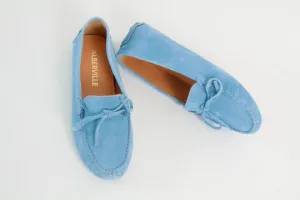 Rosalie Sky Blue Suede Moccasin
