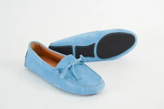 Rosalie Sky Blue Suede Moccasin