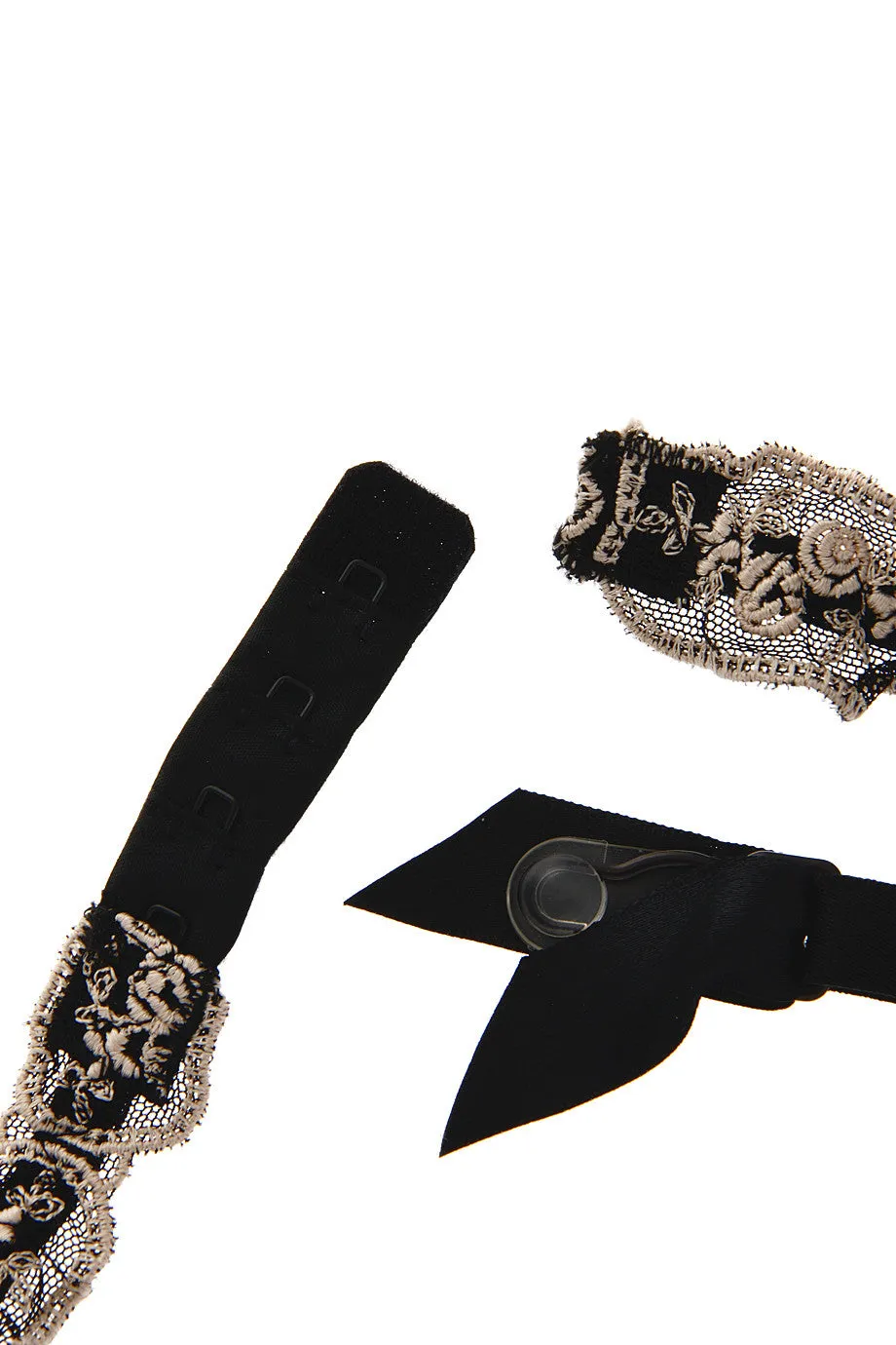 ROSE Embroidered Black Garter Belt