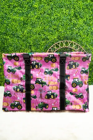 Rosedale Farm Collapsible Double Haul-It-All Basket with Mesh Pockets and Lid