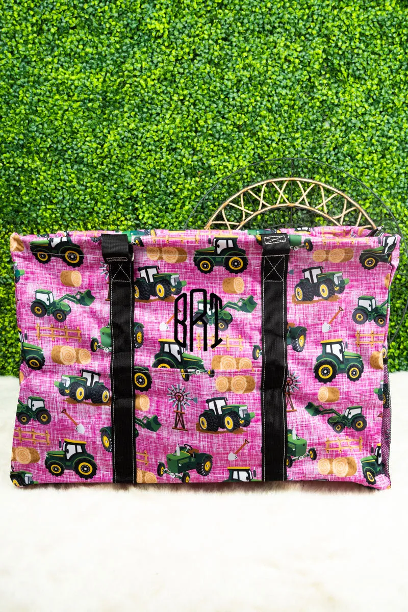 Rosedale Farm Collapsible Double Haul-It-All Basket with Mesh Pockets and Lid