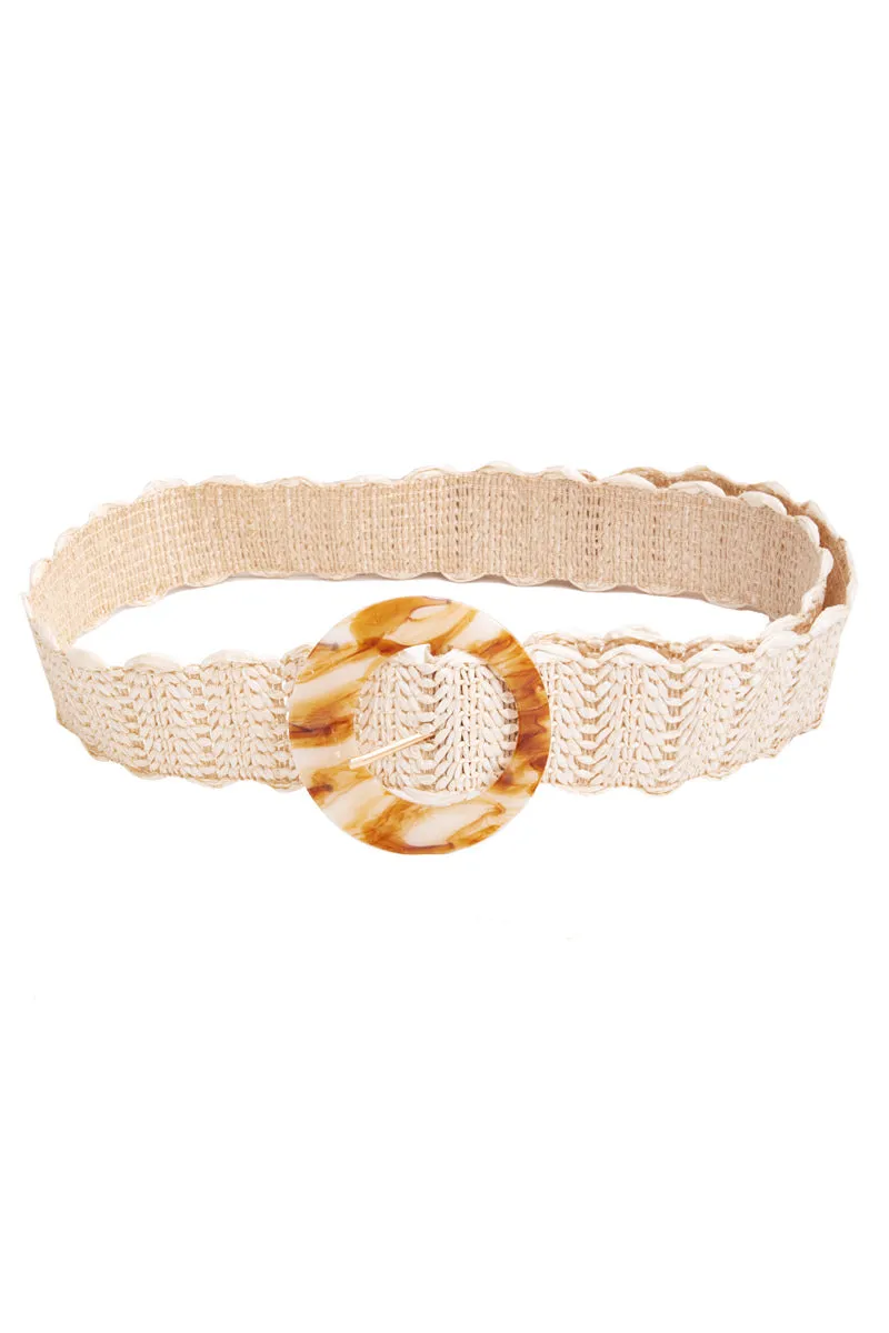 Round Buckle Braided Pattern Belt