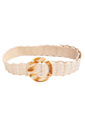 Round Buckle Braided Pattern Belt