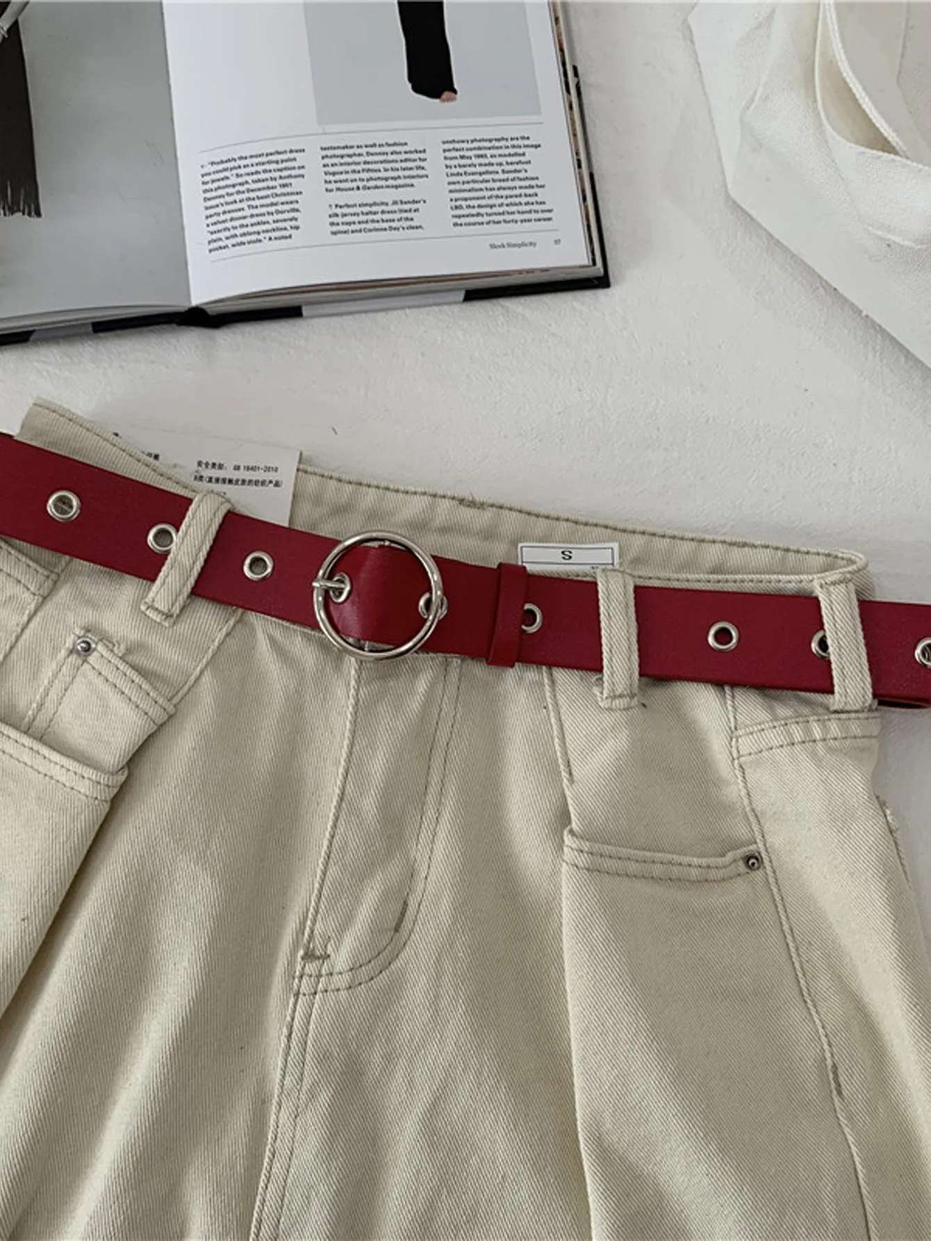 Round buckle decoration belt - Red - FD ⚡