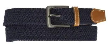 Round Silver Buckle Braided Elastic Stretch Belt