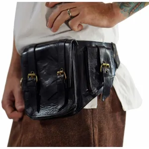 'Satchel' Leather Utility Belt  - Black