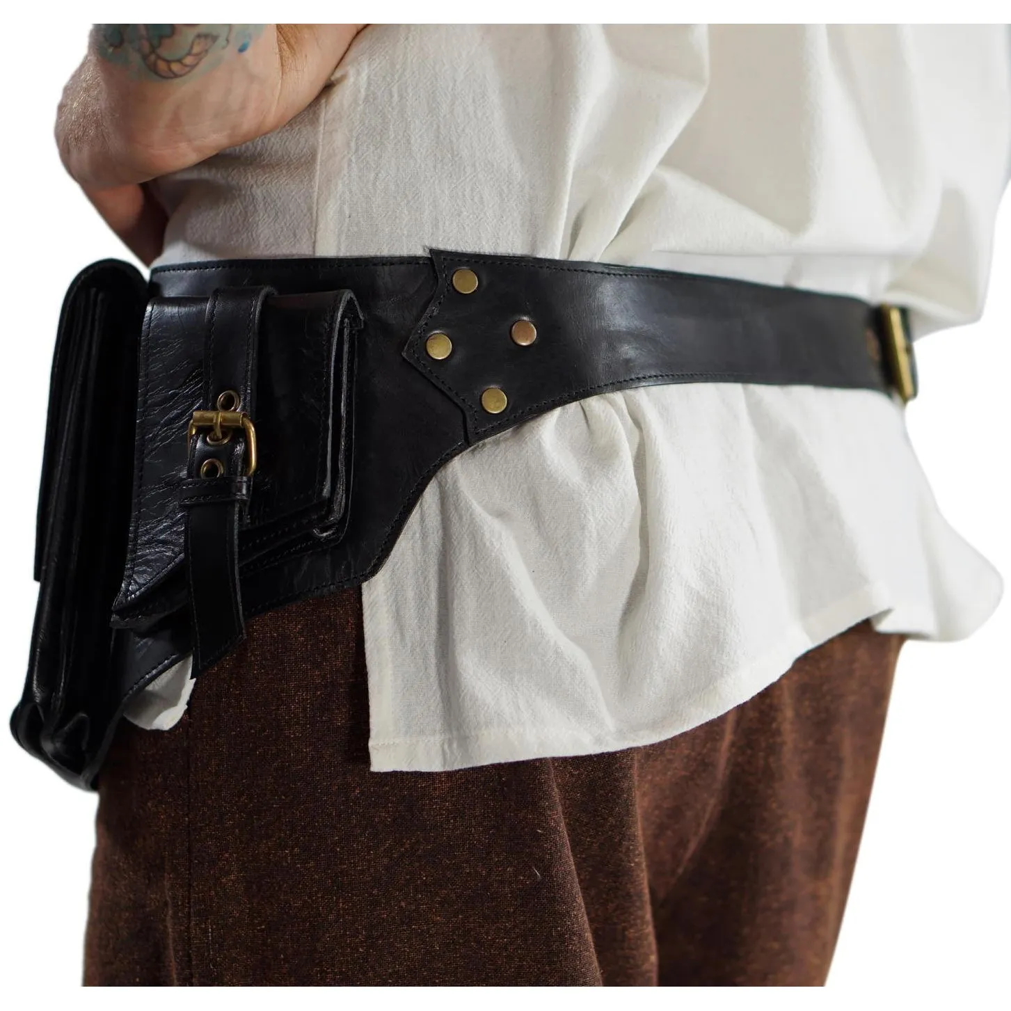 'Satchel' Leather Utility Belt  - Black