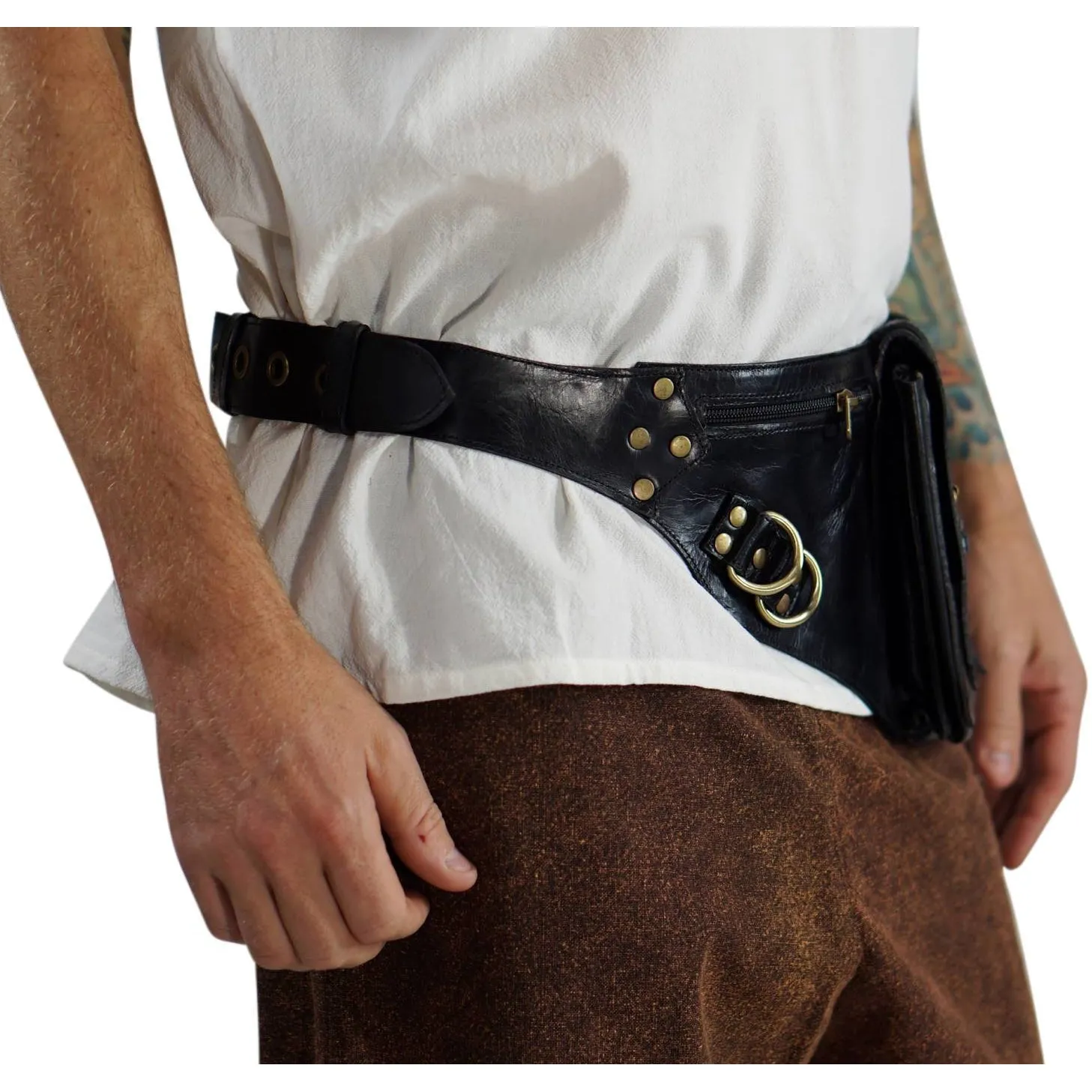 'Satchel' Leather Utility Belt  - Black
