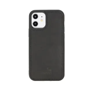 Schwarz iPhone 12 (6.1") Case Genuine Leather case, handmade leather case Flex Cover