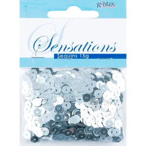 SENSATIONS SEQUINS FLAT SILVER 5MM 15G