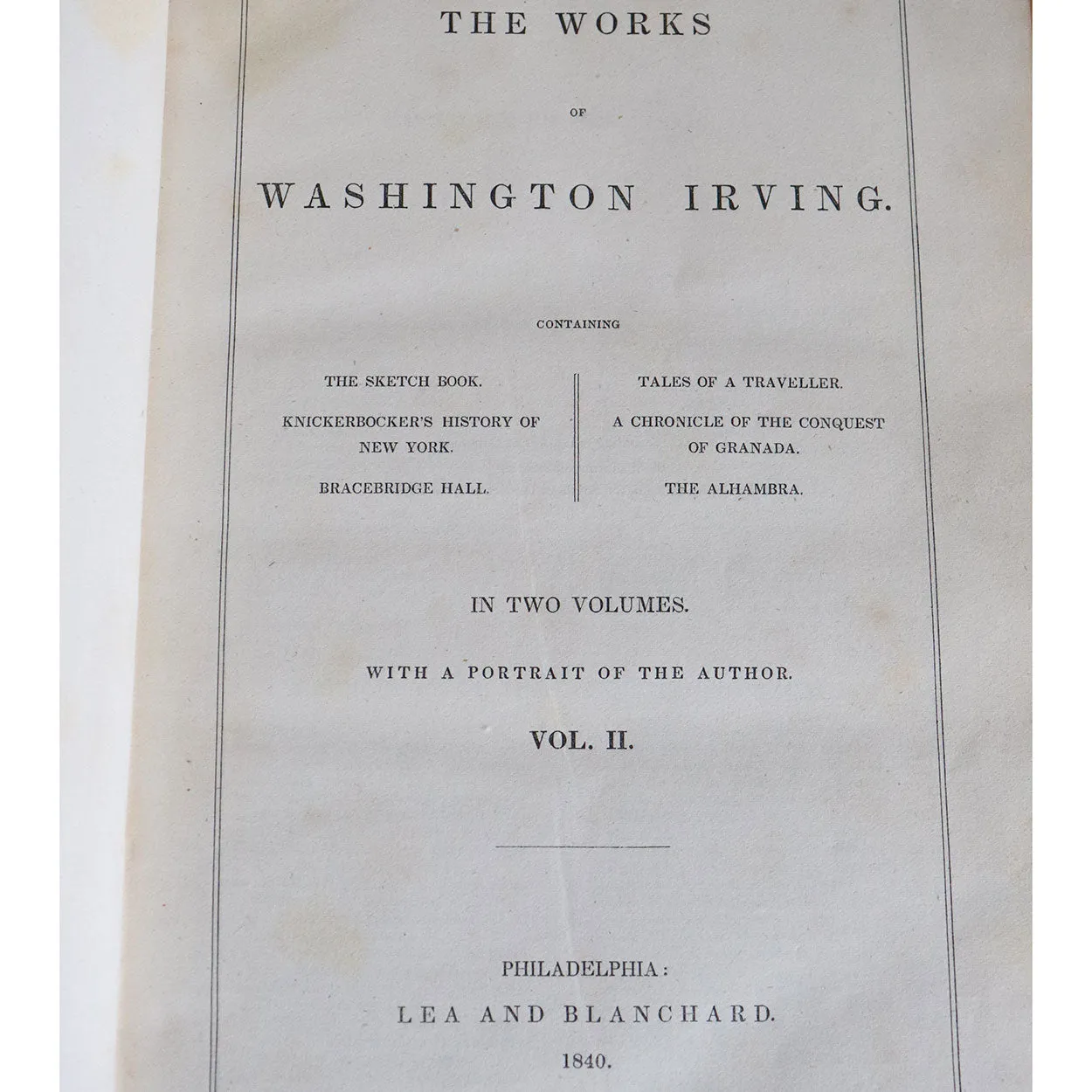 Set of Two Leather Bound Books: The Works of Washington Irving, Volume I-II