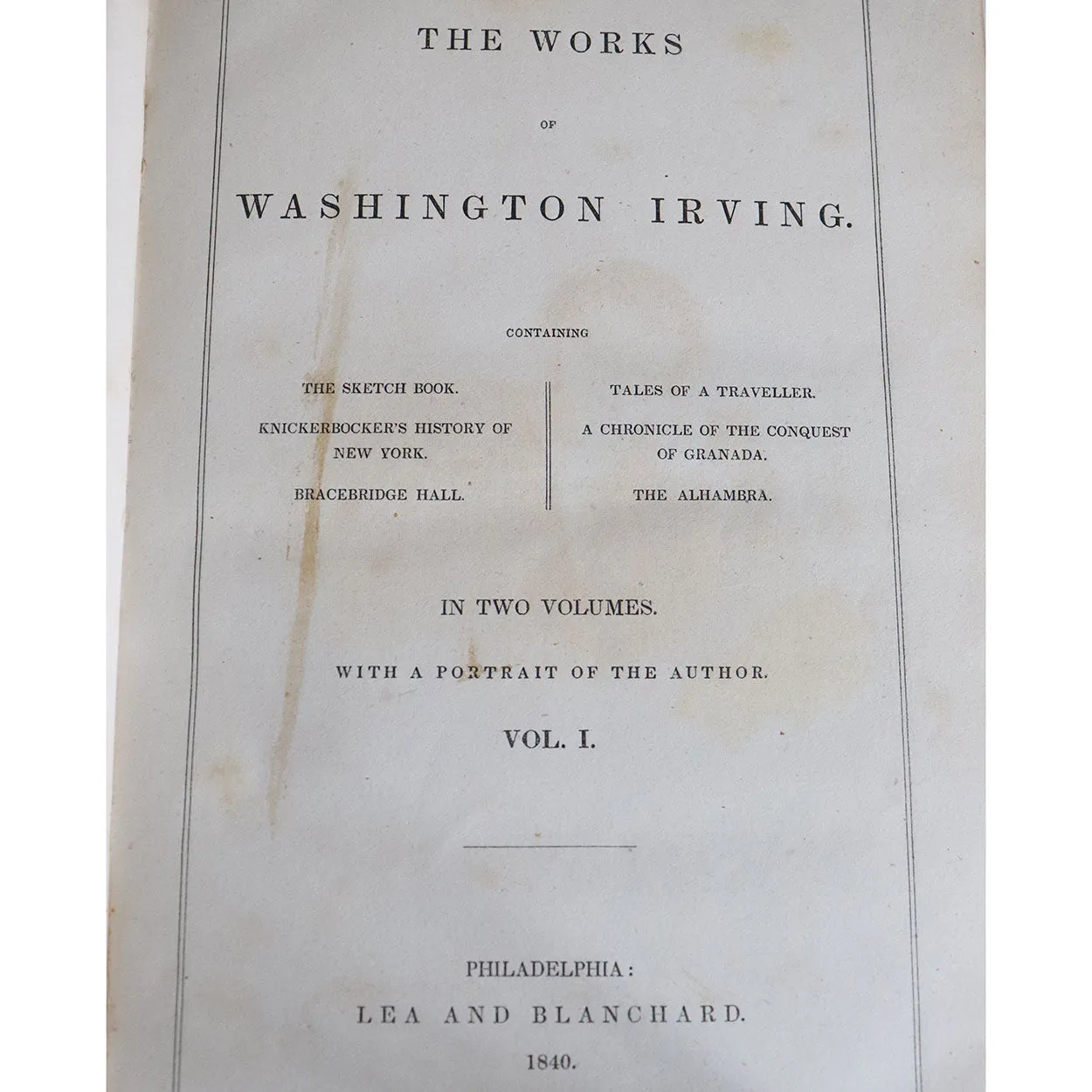 Set of Two Leather Bound Books: The Works of Washington Irving, Volume I-II