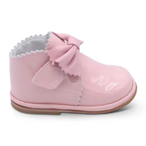 'Sharon' Girls Pink Patent Velcro Boots