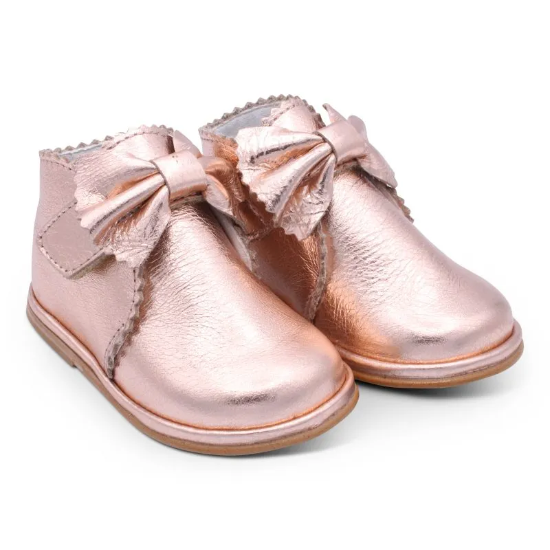 'Sharon' Girls Rose Gold Velcro Boots