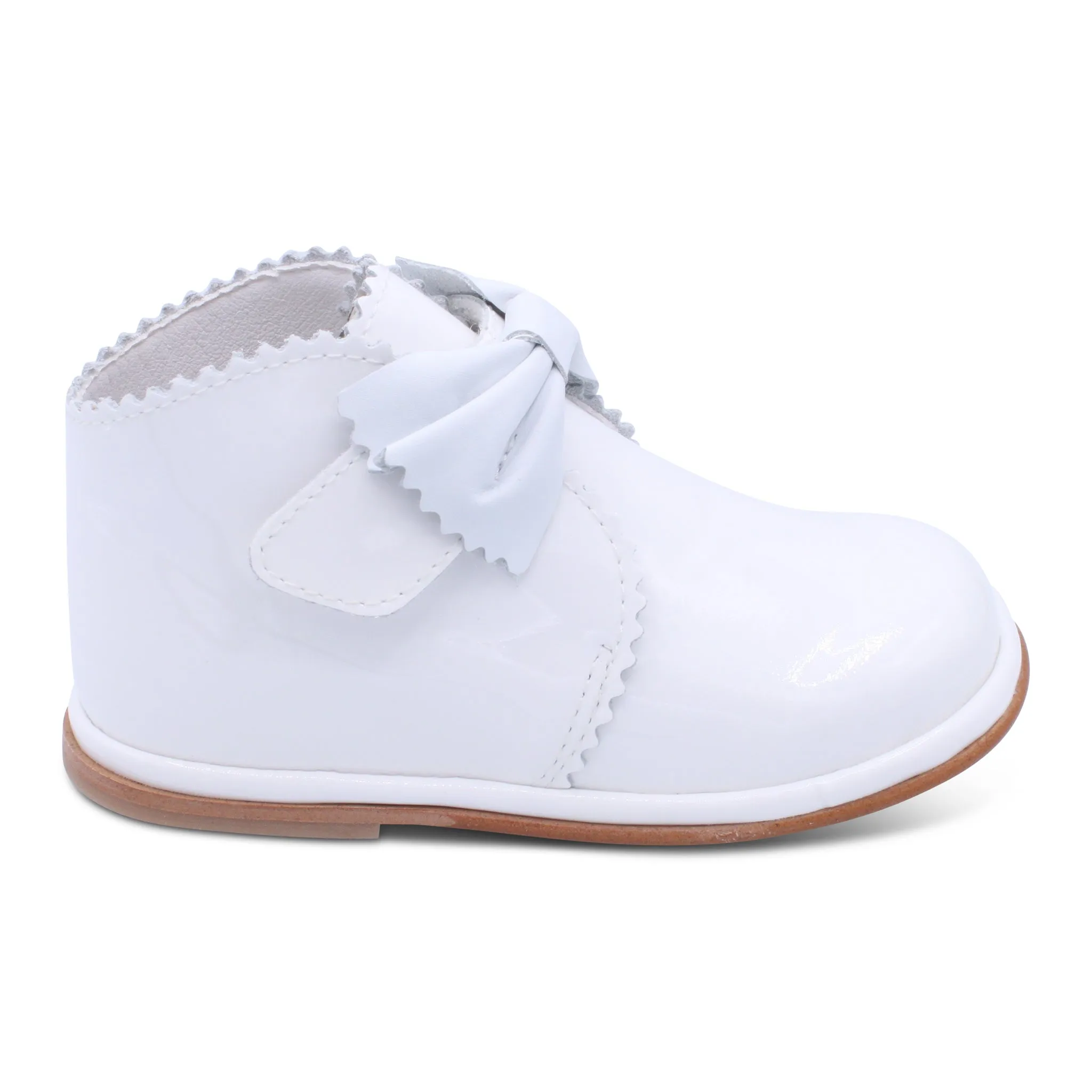 'Sharon' Girls White Patent Velcro Boots