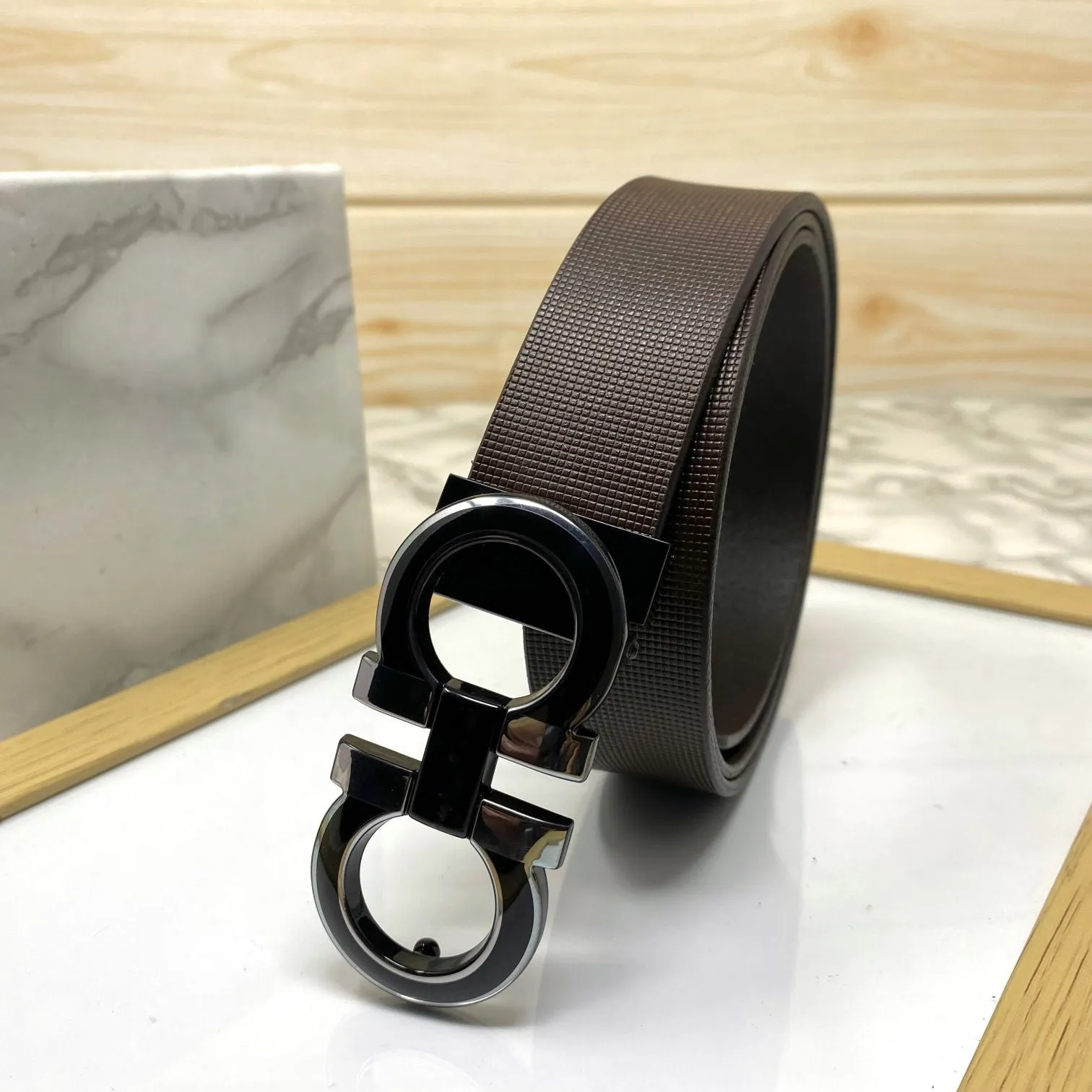 Silver-Black 2 Tone Leather Strap Belt-UniqueandClassy