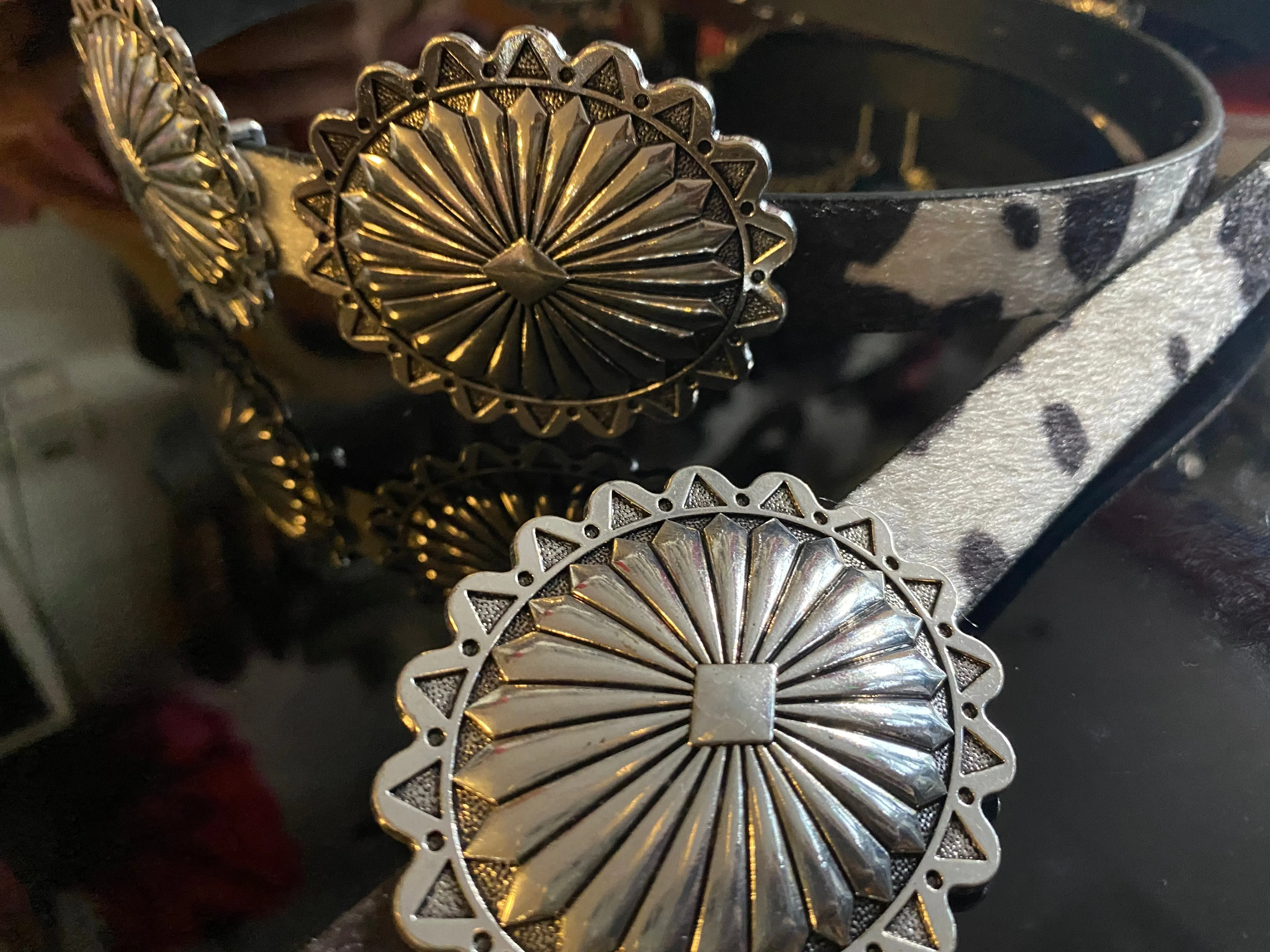 Silver Cow Concho Belt
