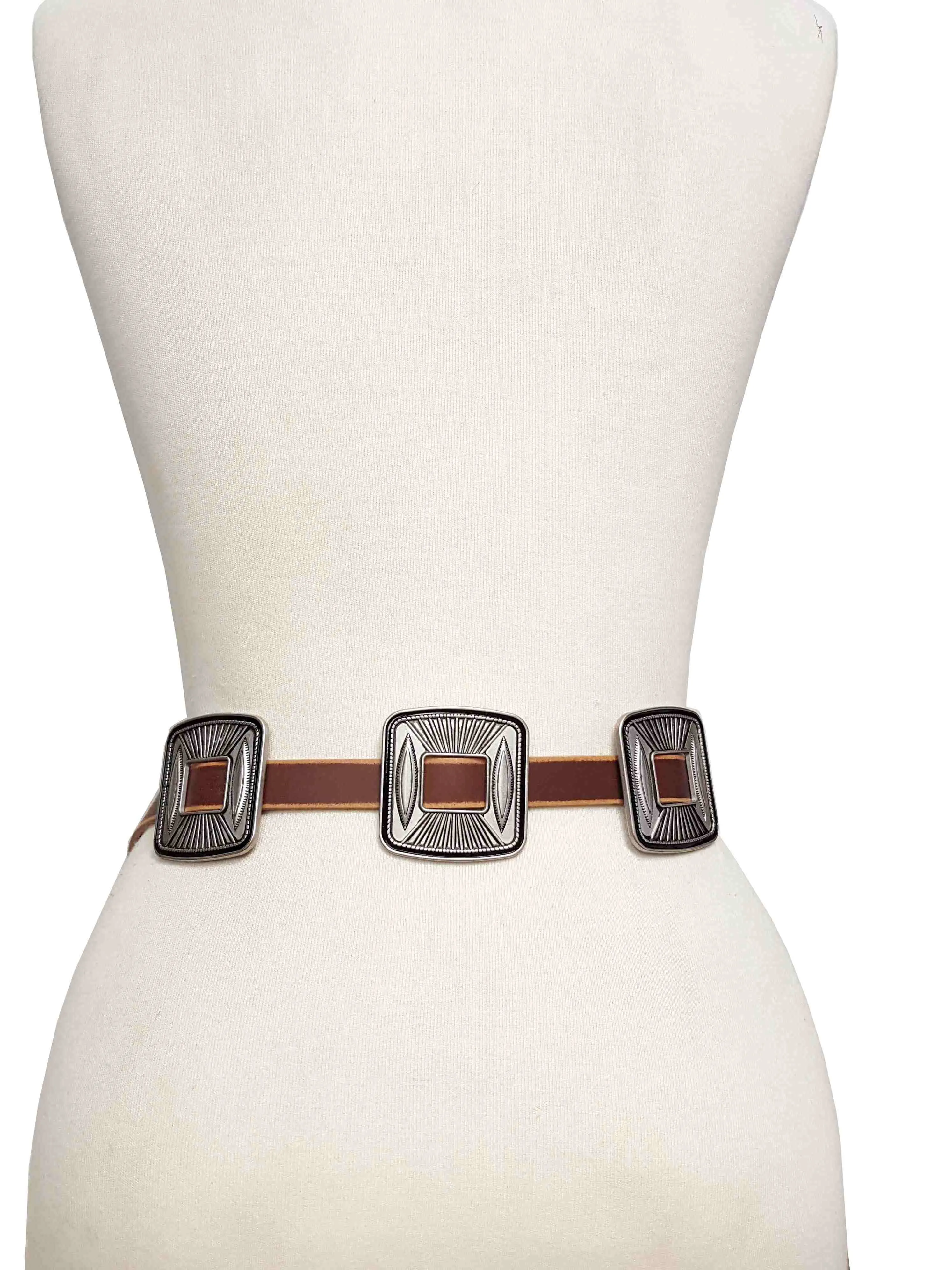 Silver Spur Concho Belt, Brown