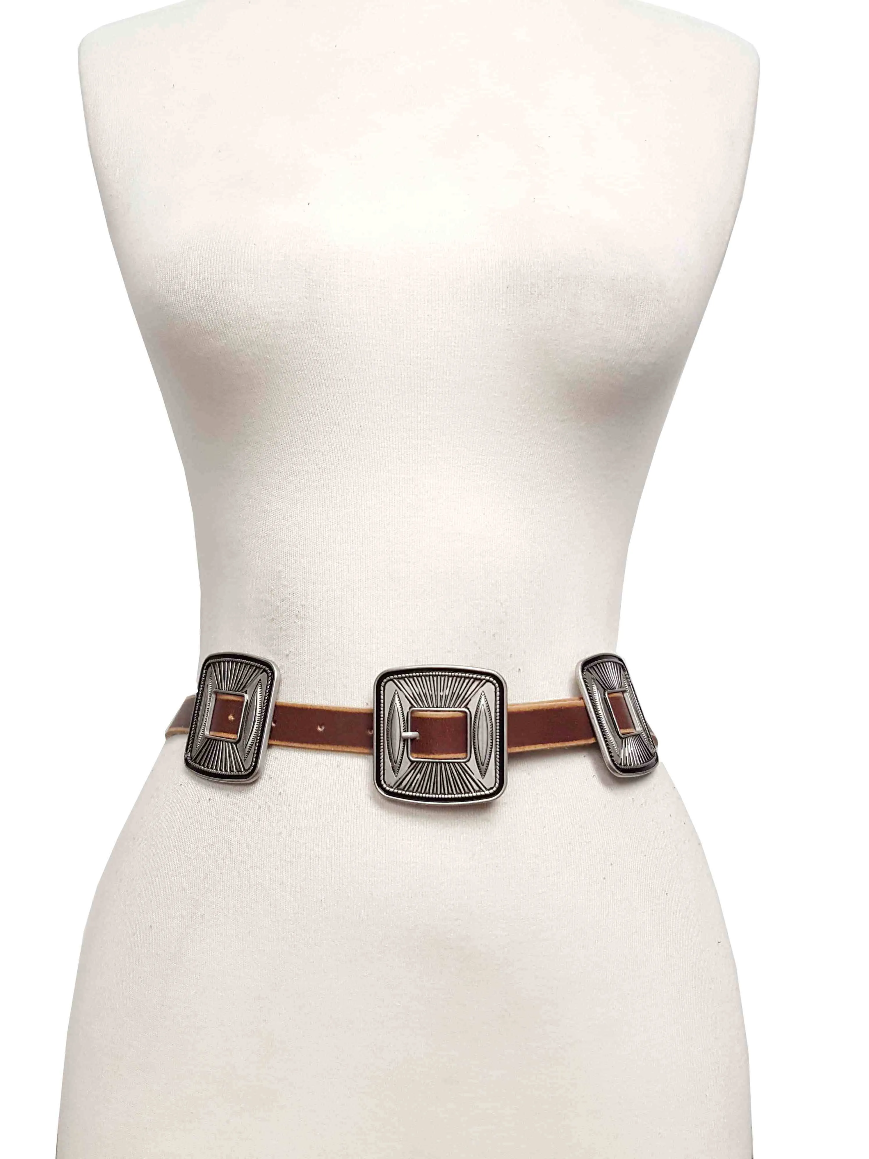 Silver Spur Concho Belt, Brown