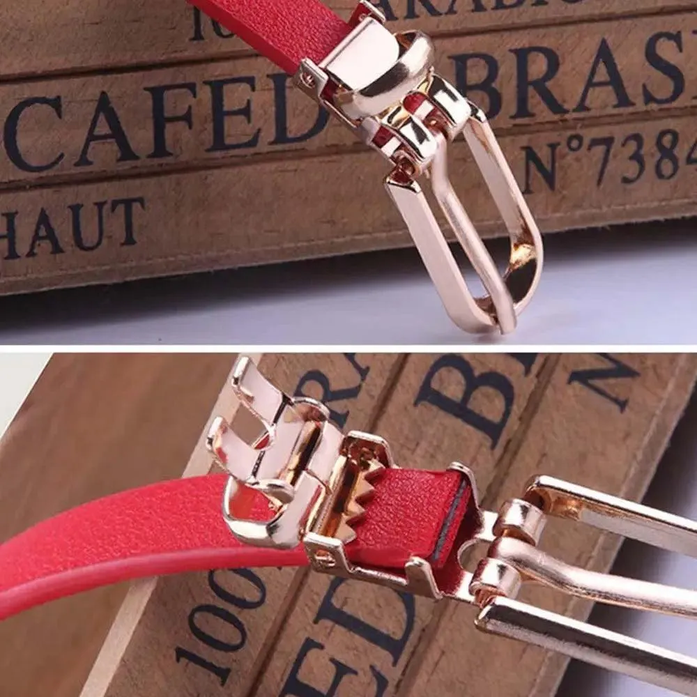 Simple Cute Leather Belts Candy Color Thin Skinny Waistband Classic Adjustable Fashion Women Belts
