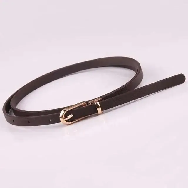 Simple Cute Leather Belts Candy Color Thin Skinny Waistband Classic Adjustable Fashion Women Belts