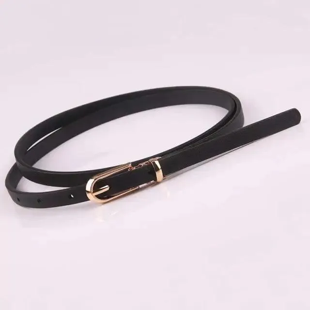 Simple Cute Leather Belts Candy Color Thin Skinny Waistband Classic Adjustable Fashion Women Belts