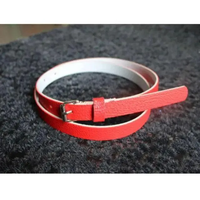 Simple Cute Leather Belts Candy Color Thin Skinny Waistband Classic Adjustable Fashion Women Belts