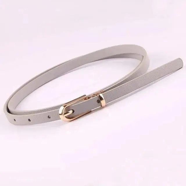 Simple Cute Leather Belts Candy Color Thin Skinny Waistband Classic Adjustable Fashion Women Belts
