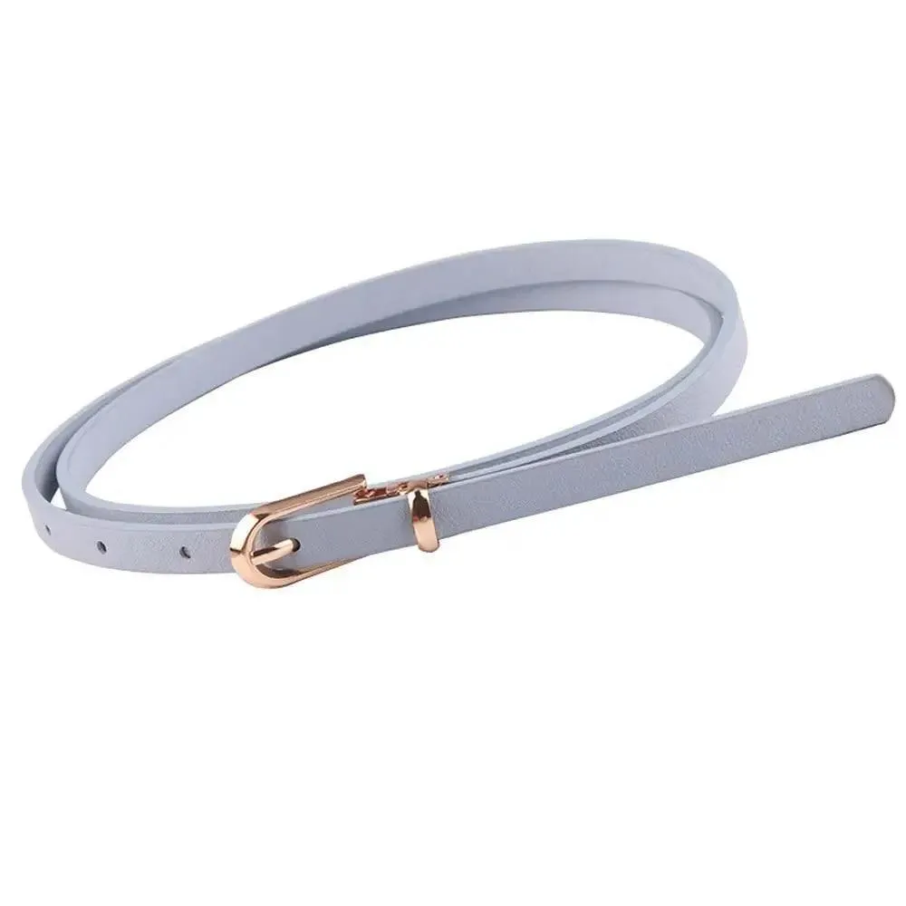 Simple Cute Leather Belts Candy Color Thin Skinny Waistband Classic Adjustable Fashion Women Belts