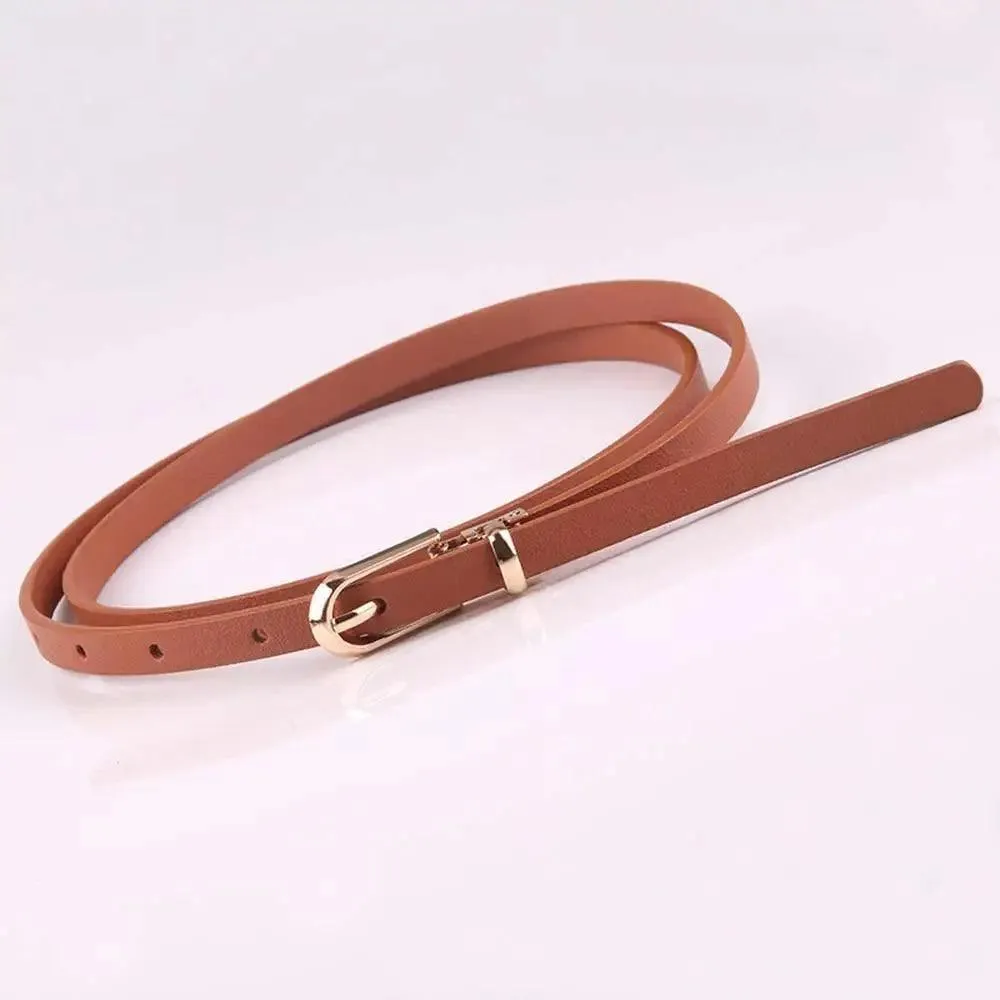 Simple Cute Leather Belts Candy Color Thin Skinny Waistband Classic Adjustable Fashion Women Belts