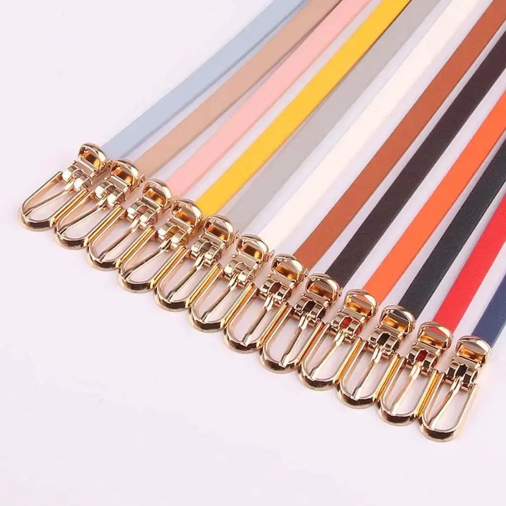 Simple Cute Leather Belts Candy Color Thin Skinny Waistband Classic Adjustable Fashion Women Belts