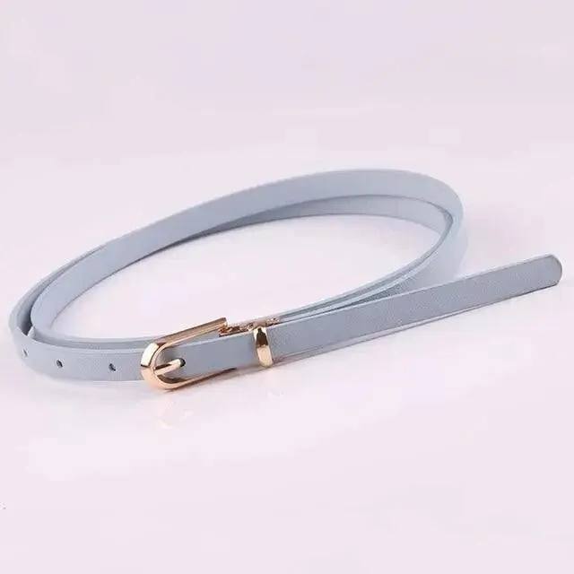 Simple Cute Leather Belts Candy Color Thin Skinny Waistband Classic Adjustable Fashion Women Belts