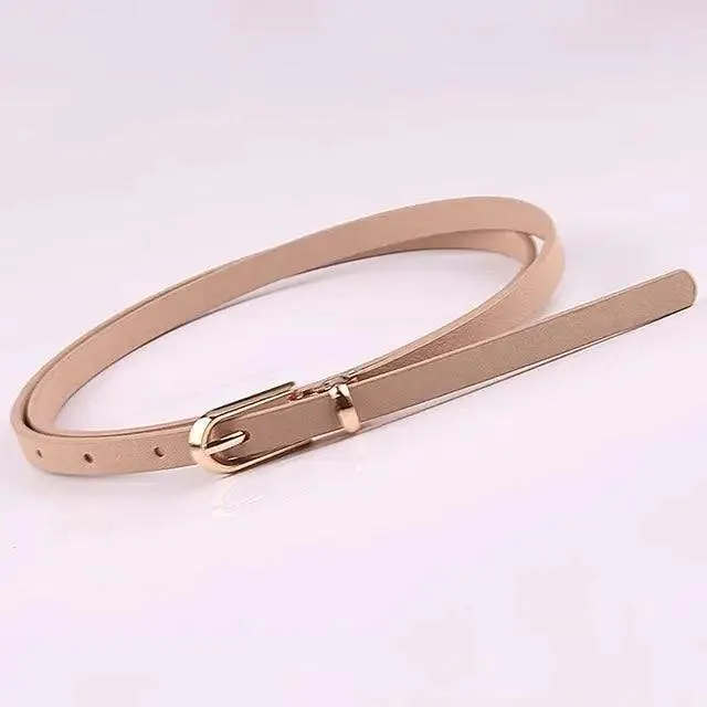 Simple Cute Leather Belts Candy Color Thin Skinny Waistband Classic Adjustable Fashion Women Belts
