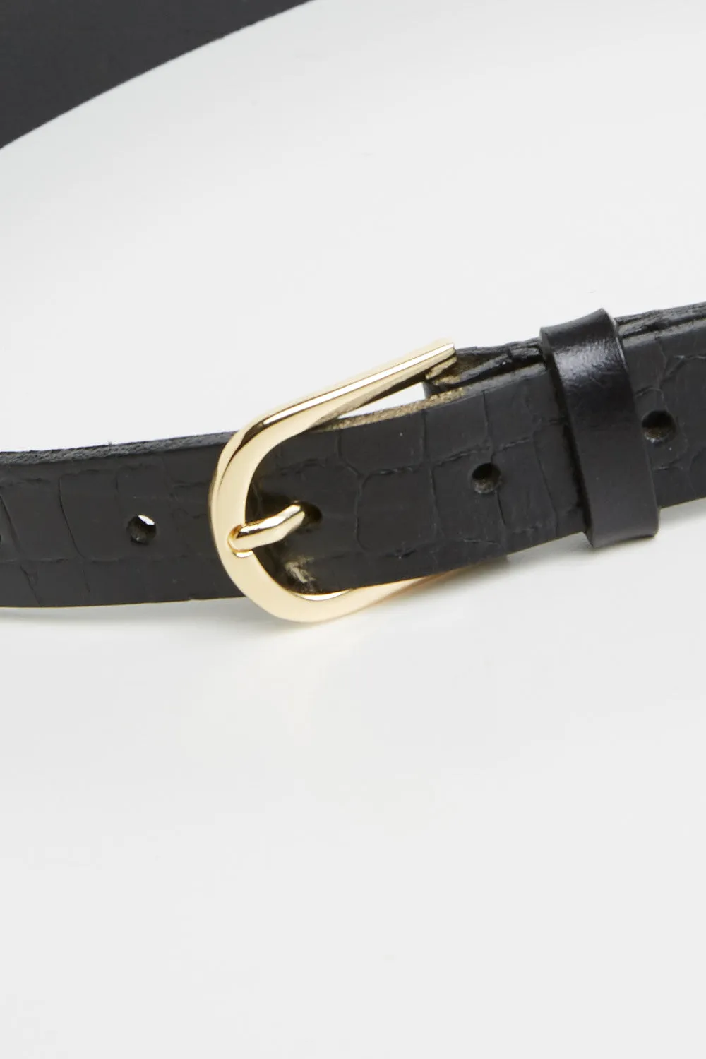 Slim Croc Leather Belt