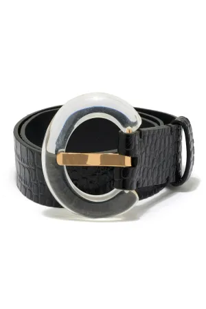 Sofia Belt in Black Croc
