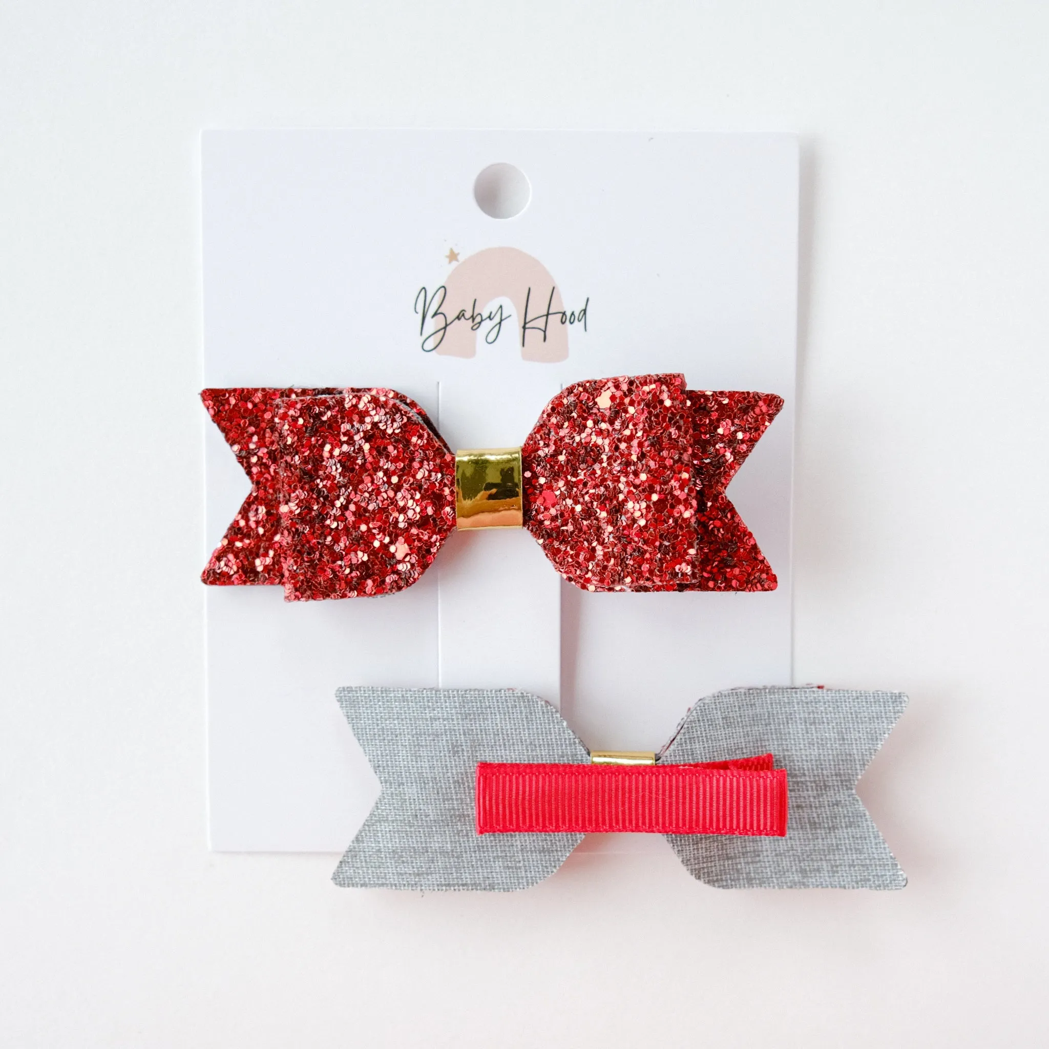 Sophia Classic Glitter Bow Hair Clip Set