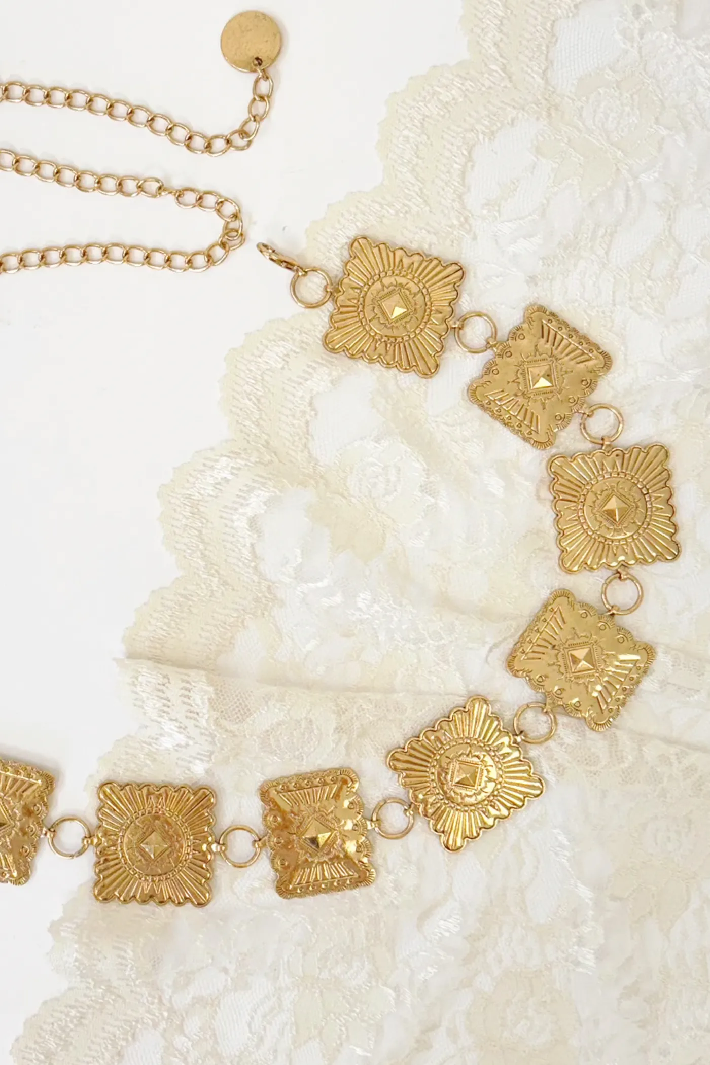 Square Metallic Conch Belt