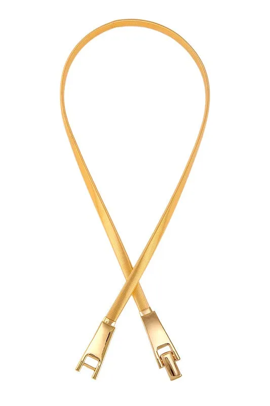 Square metallic elastic gold belt