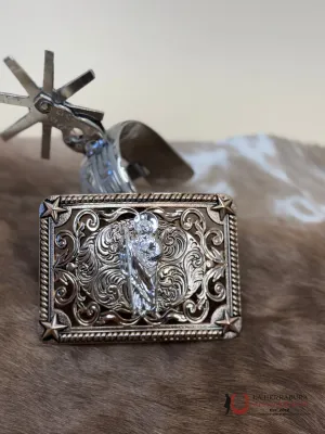 SQUARE SILVER SAN JUDAS GOLD BUCKLE