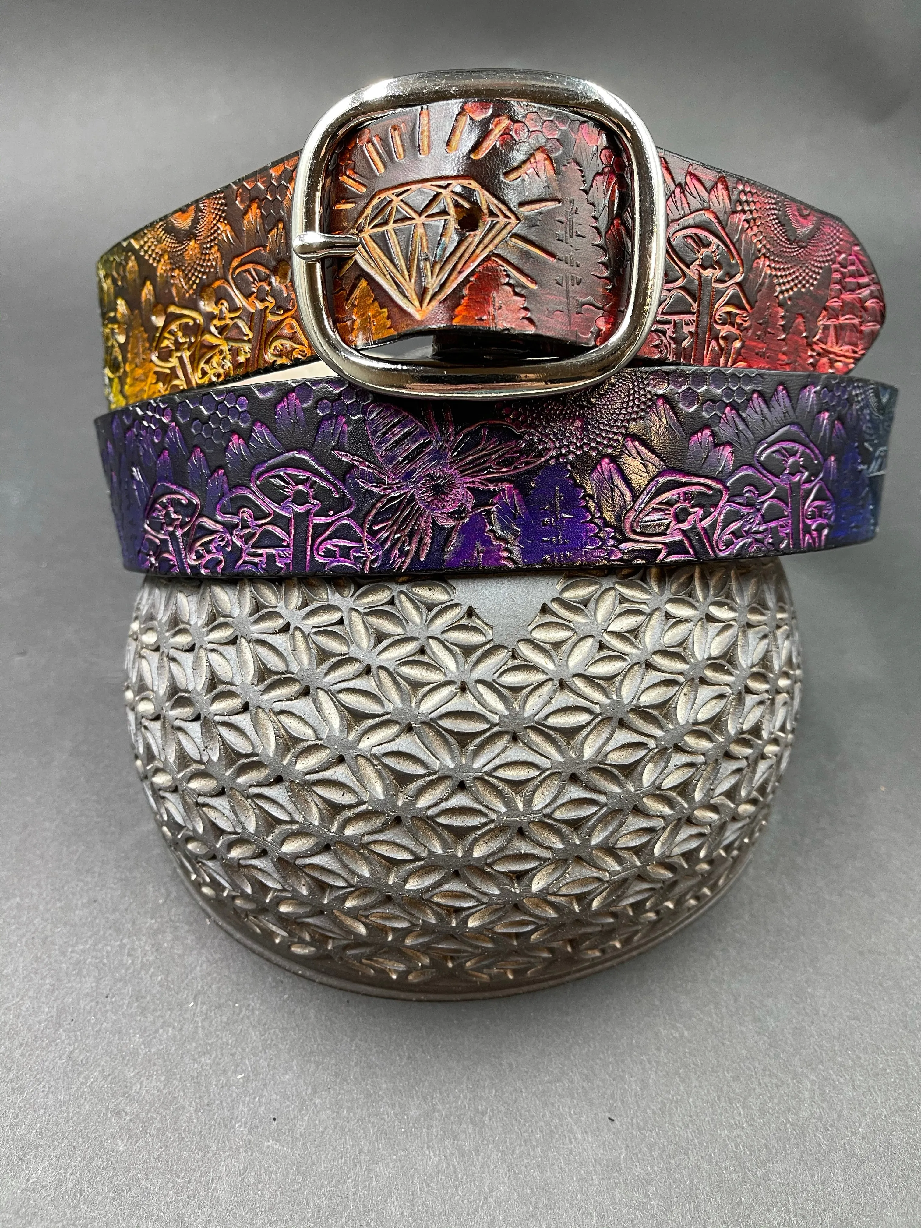 Stamped Leather Belt - Mushrooms 1.0