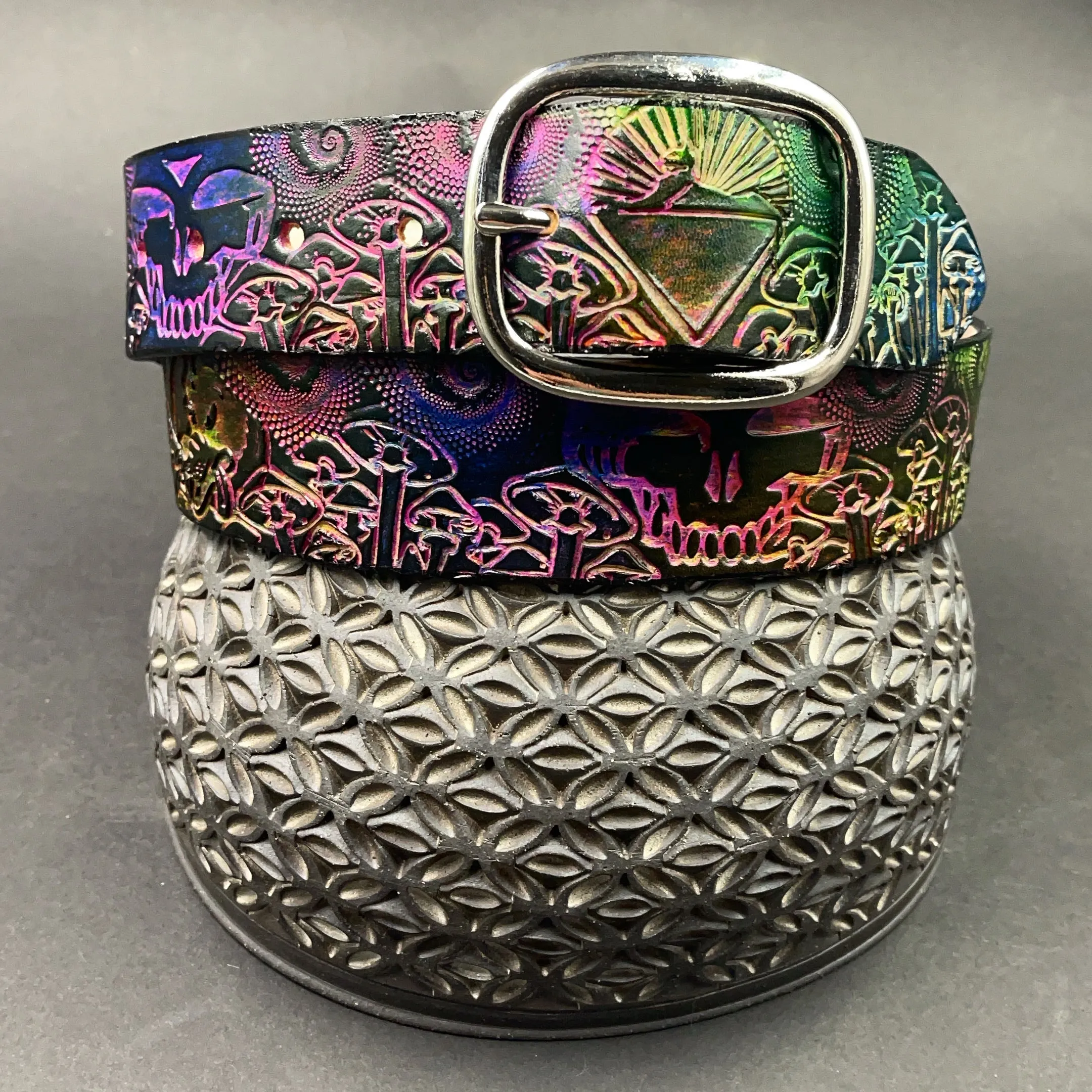 Stamped Leather Belt - Mushrooms 1.0