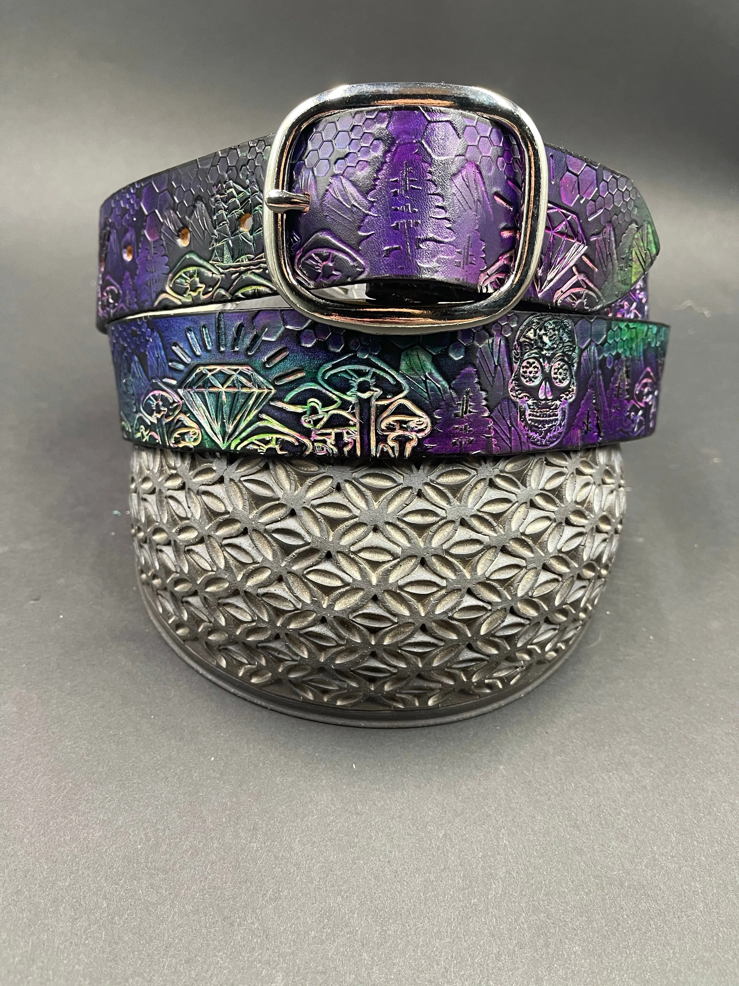 Stamped Leather Belt - Mushrooms 1.0