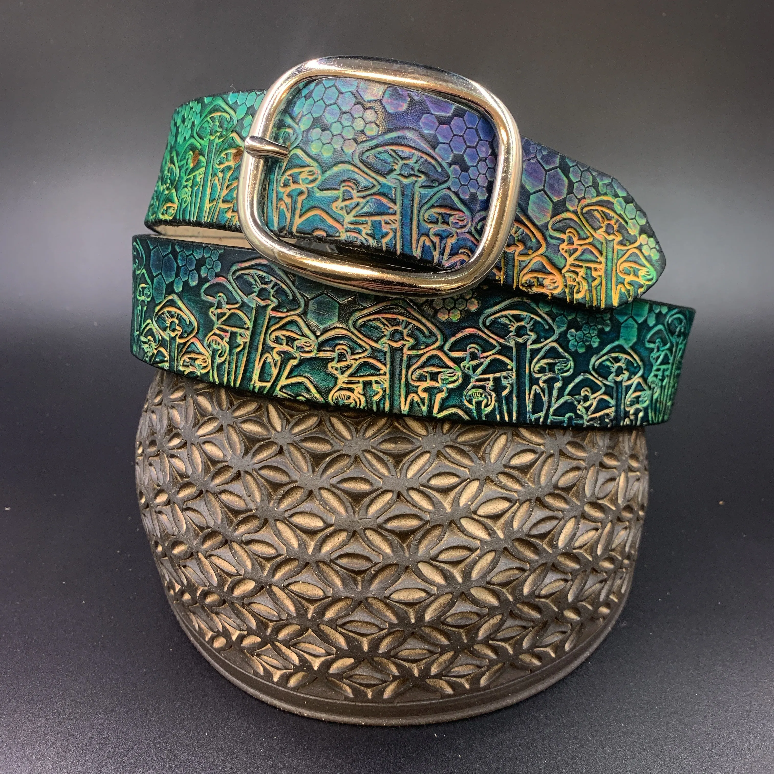 Stamped Leather Belt - Mushrooms 1.0