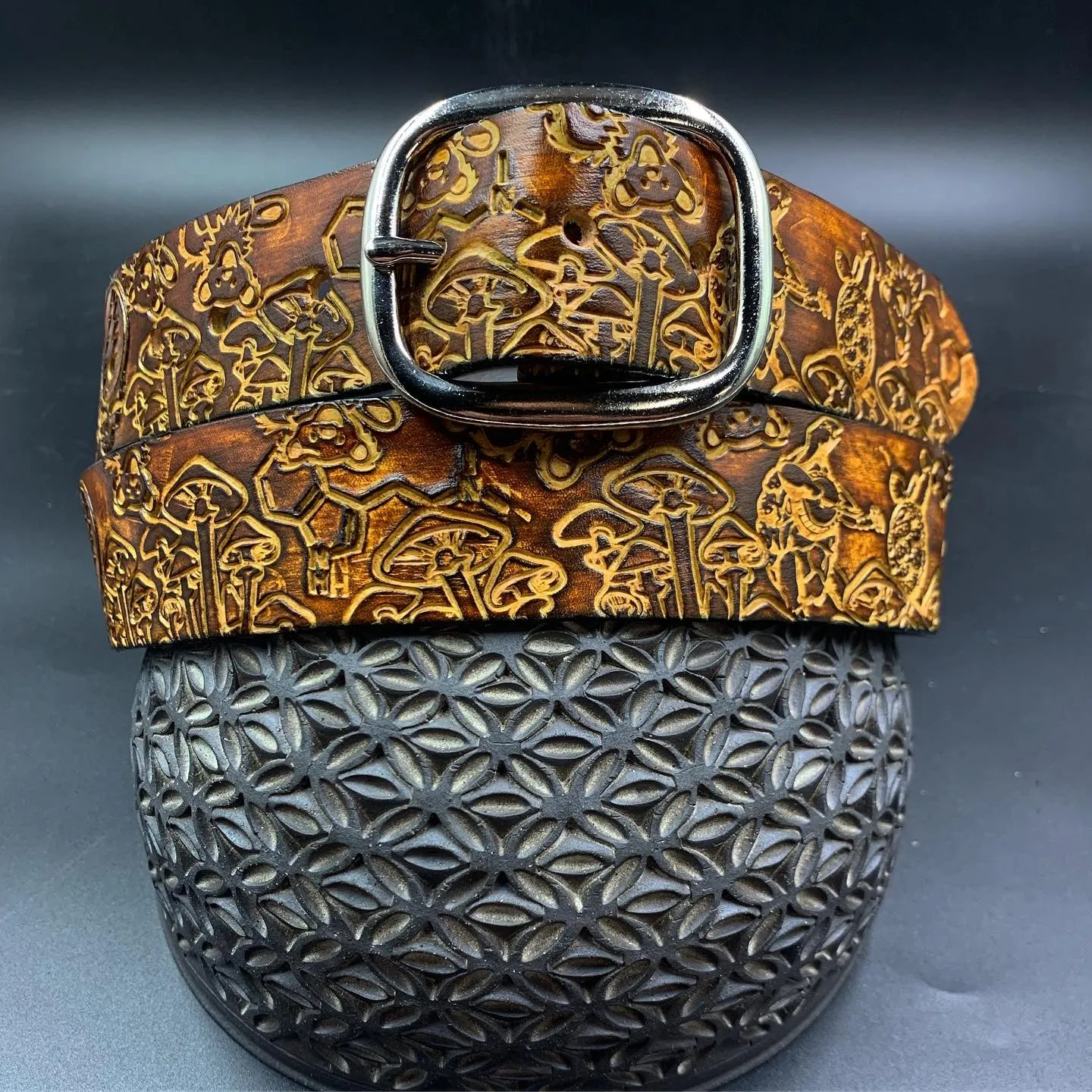 Stamped Leather Belt - Mushrooms 1.0