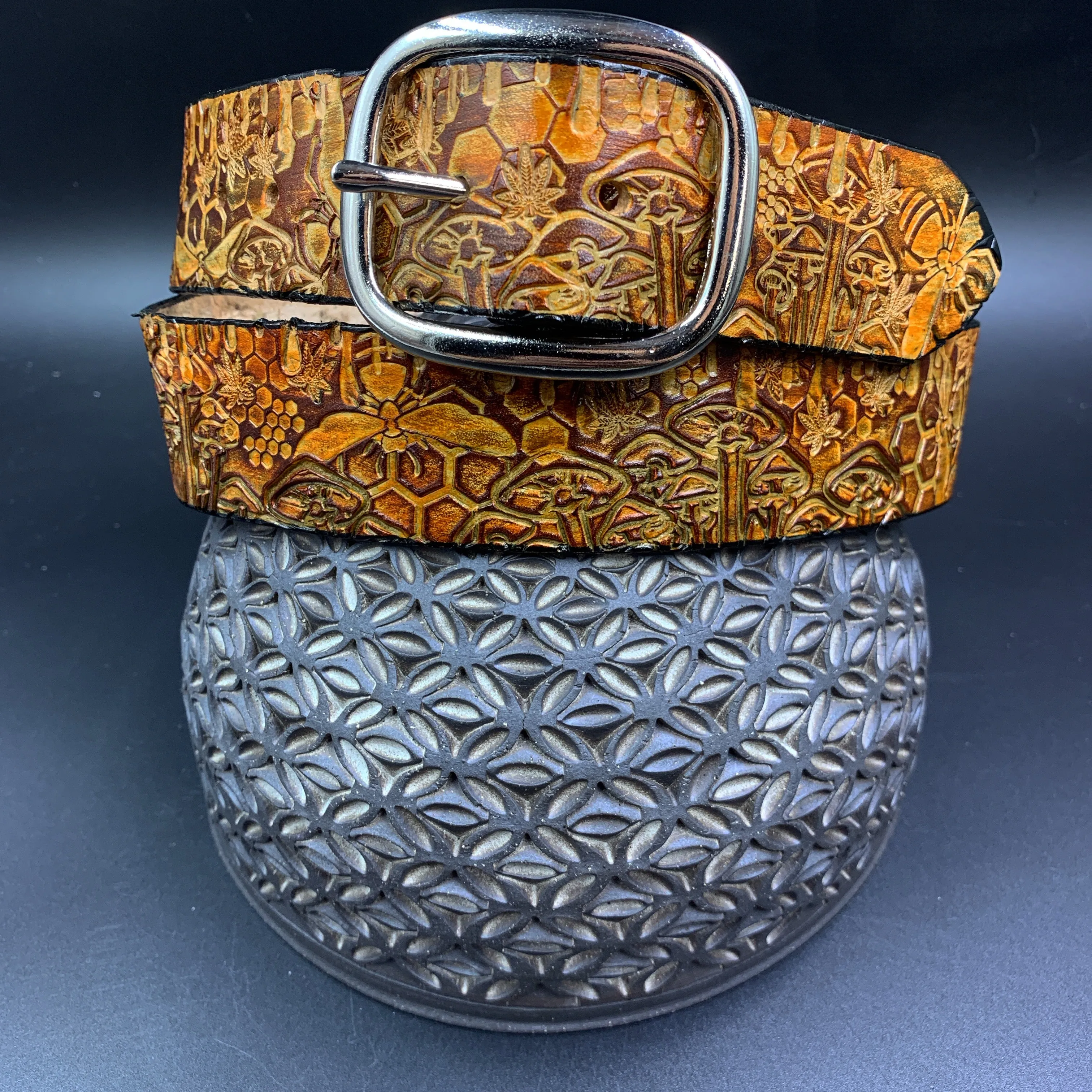 Stamped Leather Belt - Mushrooms 1.0