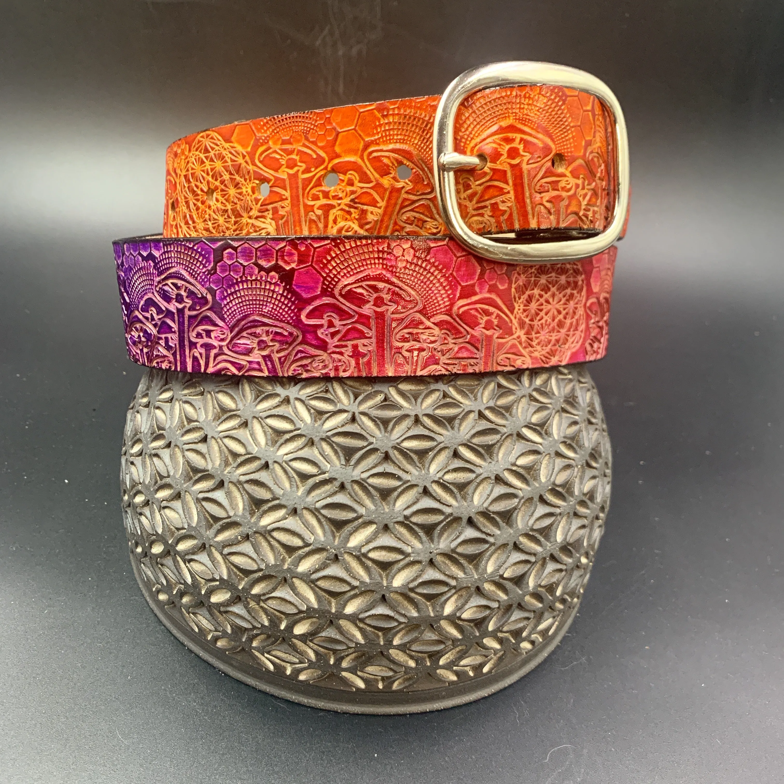 Stamped Leather Belt - Mushrooms 1.0