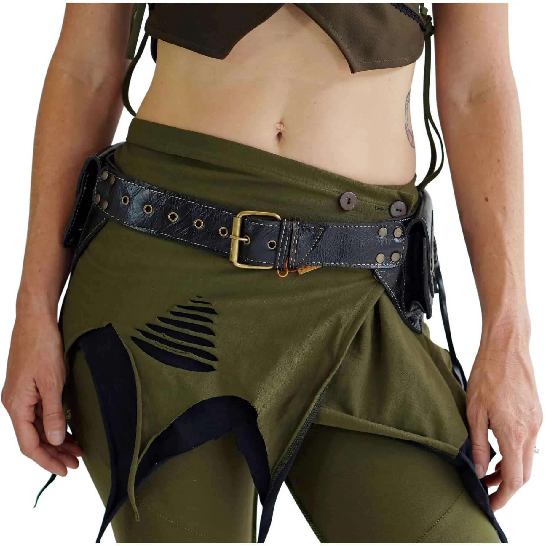 'Star' Leather Utility Belt, Steampunk - Black