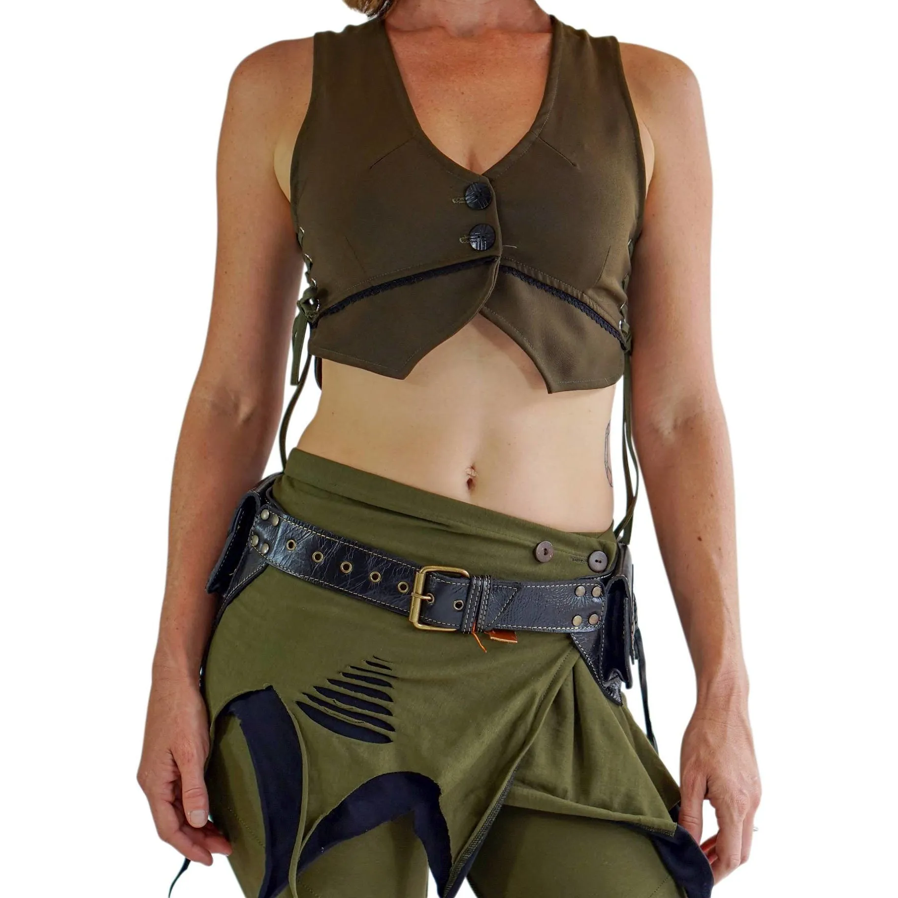 'Star' Leather Utility Belt, Steampunk - Black