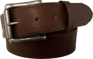 STBC212   1 1/2" Solid Full Grain Stitched Cognac Leather Belt